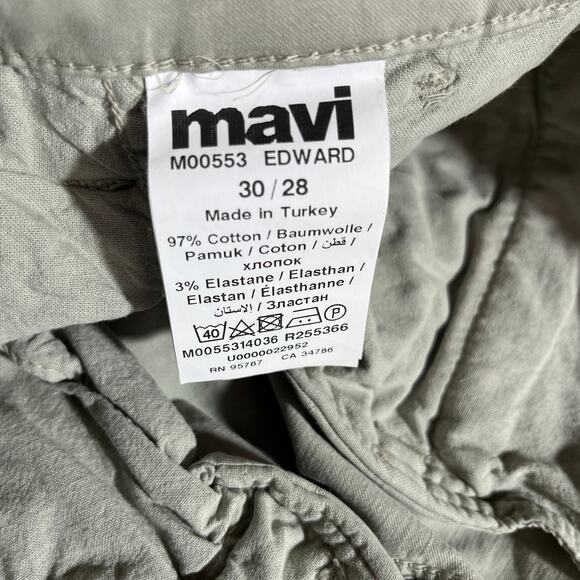 Mavi Edward Straight Leg Pants Mens 30X28 Green Khaki Chino Flat Front Casual - Picture 9 of 12